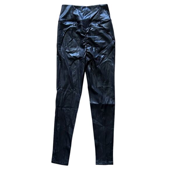 NWT Popilush Shapewear Faux Leather Tummy Control High Rise Leggings Small - Picture 6 of 7